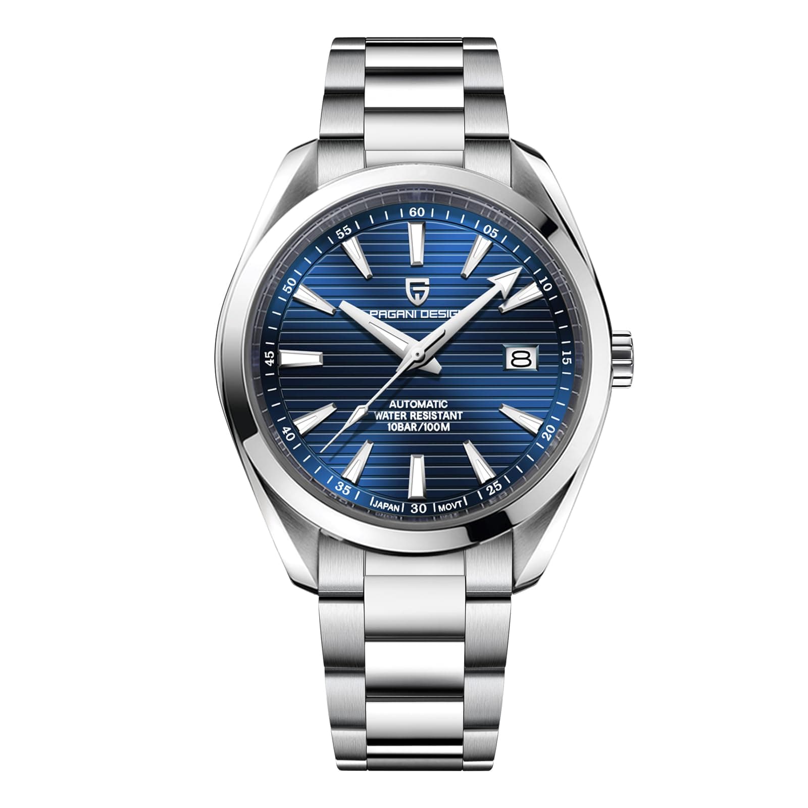 Pagani Design Men Automatic Watch Japan NH35 Movement Sapphire Glass Stainless Steel Bracelet 100 Meter Waterproof Sports Watch