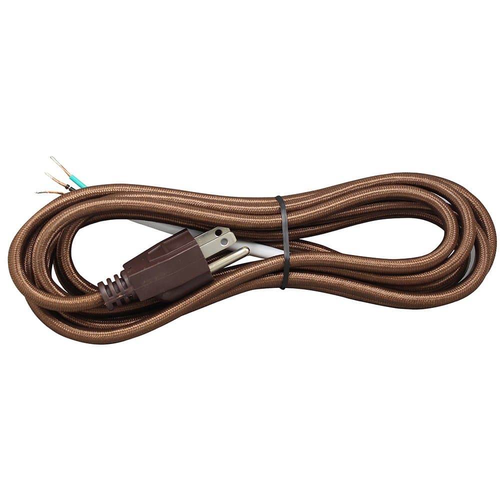 iLightingSupply 56-1815-45 3-Wire Round Cordset Svt/3 Brown Rayon Covered Round 10' Cord Set with Black Plugbrown