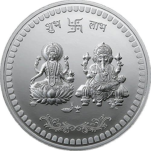 Divinera London 10 grams MMTC PAMP 999 Silver Coin/Bar/Round in Ganesh Lakshmi Swastika design