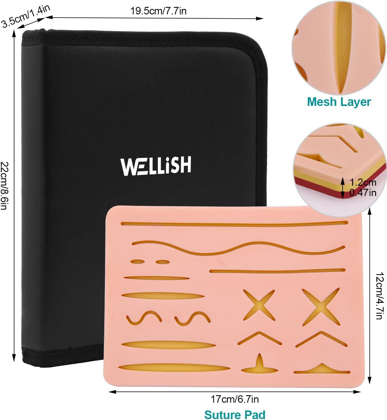 Suture Training Kit, Medical Suture Practice Kit Include 17 Pre-Cut Wounds Suture Pad, Suture Tools, Suture Thread and Needle