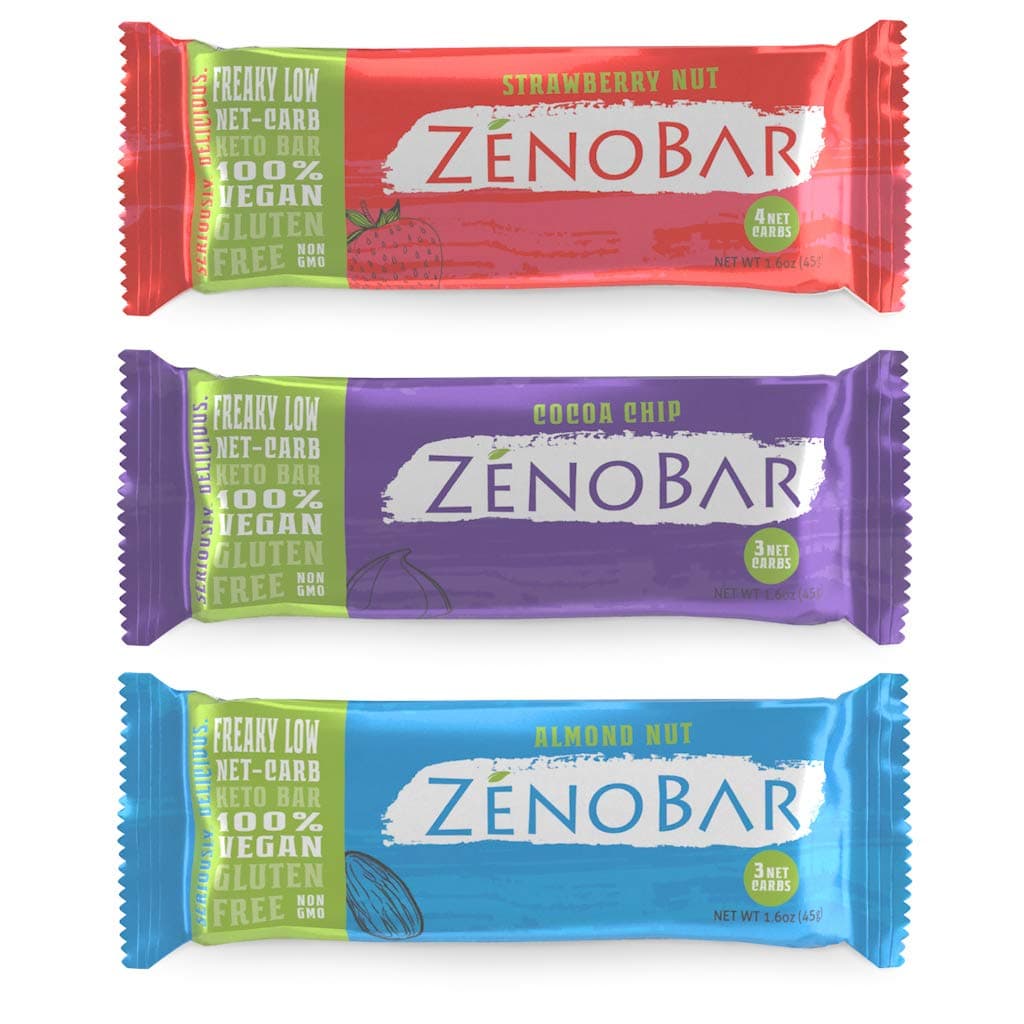 ZenoBar Keto Low Carb Energy Bar, 1.6 oz (Variety, 3-Pack): Vegan, Whole Foods, Low Glycemic, Perfect for Keto, Diabetic, and High Fat Diets