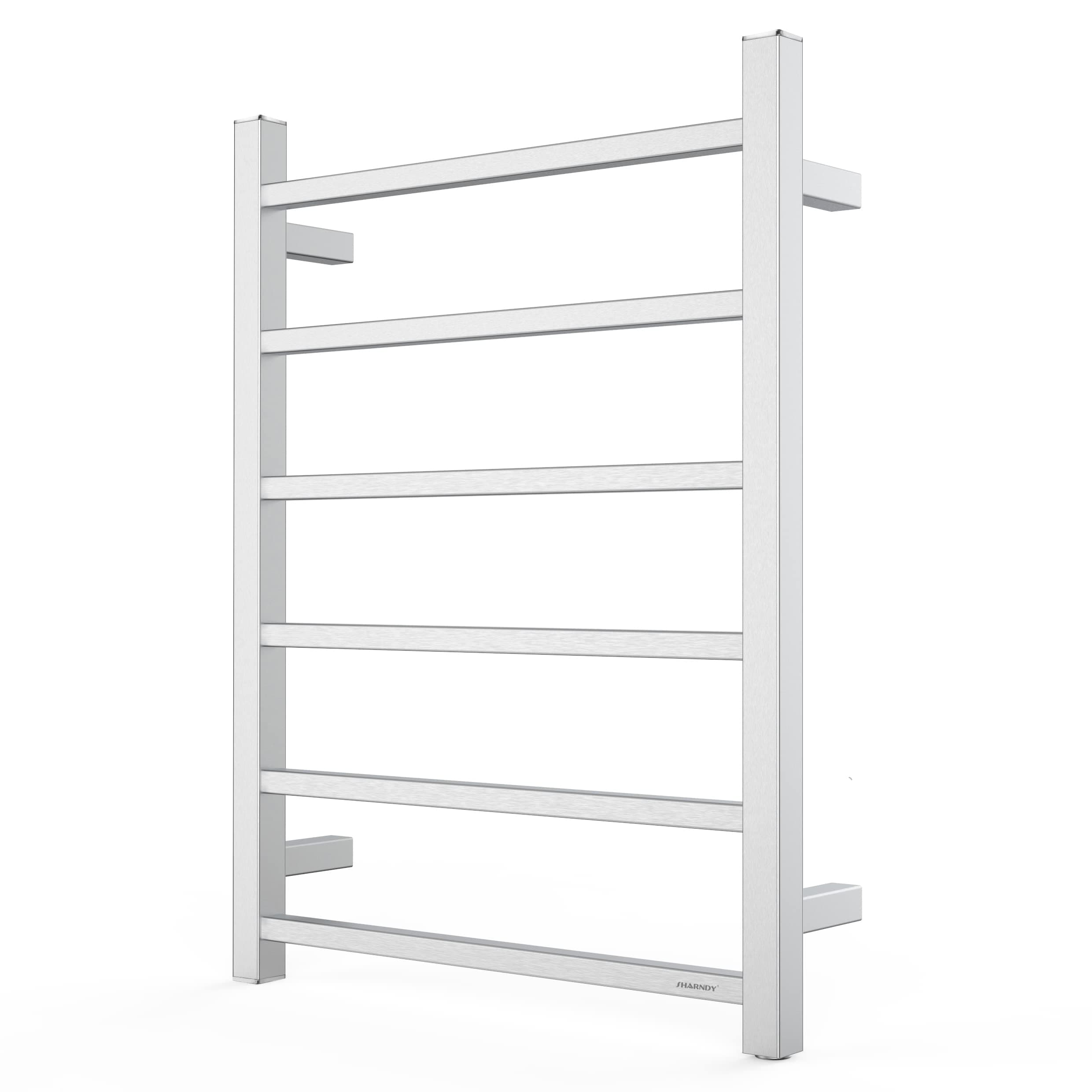 Towel Warmer Brushed Nickel for Bathroom Wall Mounted Bath Towel Heater Plug-in Square 6 Bars Drying Rack Stainless Steel Electric Heated Towel Rack ETW13 68W 26.77x20.47x4.13 inches