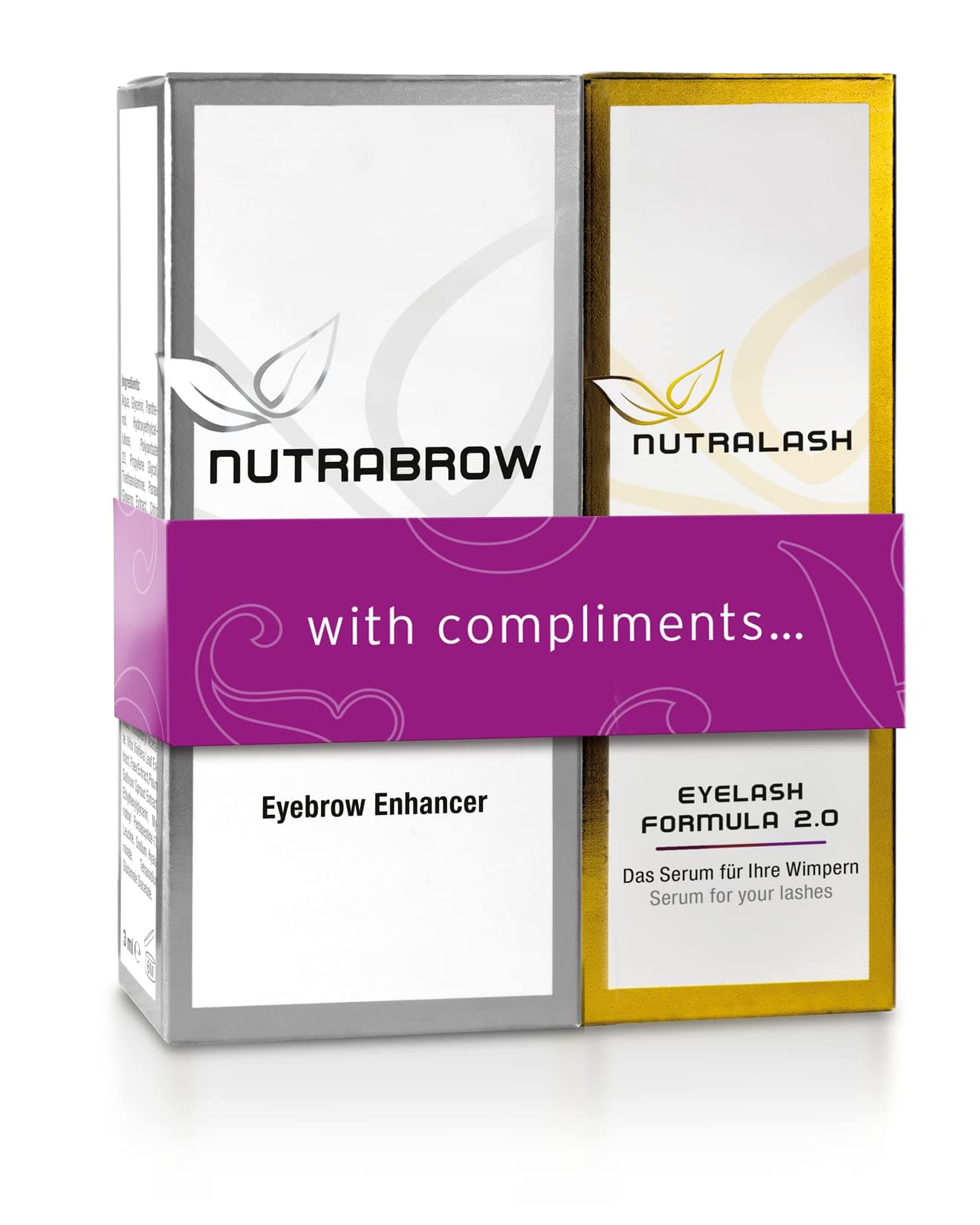 Nutracosmetic NutraBrow Eyebrow Enhancer & Nutralash Eyelash Formula 2.0 I Dense Eyebrow and Long Eyelashes in 6-12 Weeks I Serum for Eyelash and Eyebrow Growth I 3 ml & 1 ml