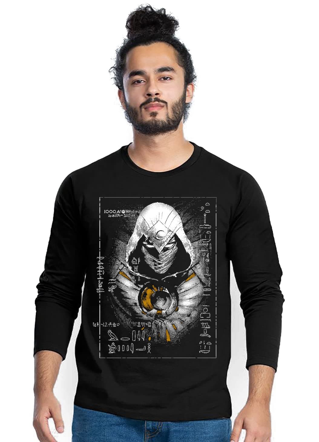 VIKCLIQUE Avengers Moon Knight Anime Venom Movie Ironman Cotton Blend Printed Full Sleeve Round Neck Black T-Shirt for Men's/Boy's