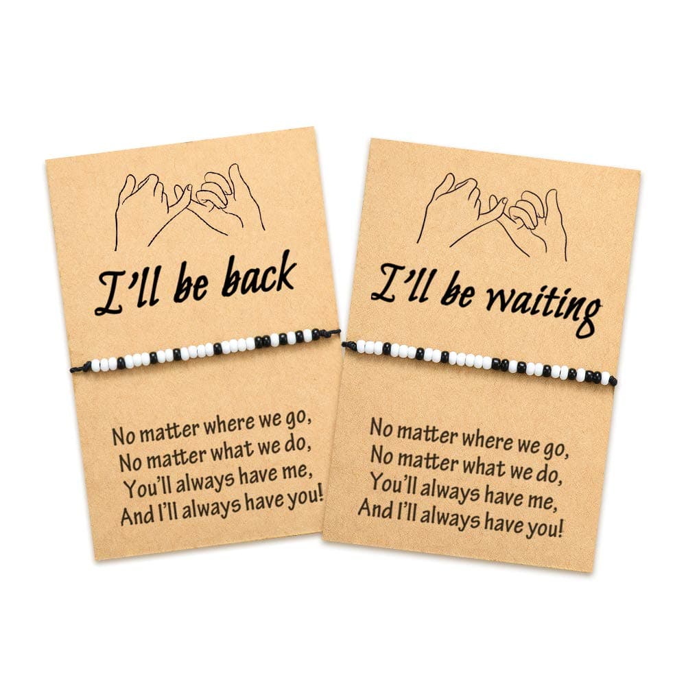 Pinky Promise Couple Bracelets Set Valentine's Day Morse Code Jewelry Gifts for Girlfriend Boyfriend His Her