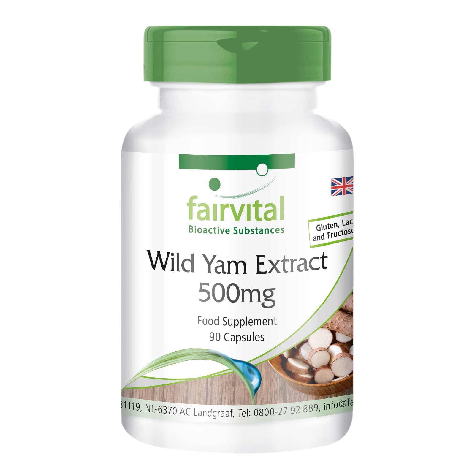 Fairvital | Wild yam Extract 500mg - Bulk Pack for 3 Months - Vegan - HIGH Dosage - 90 Capsules - standardised to 20% diosgenin