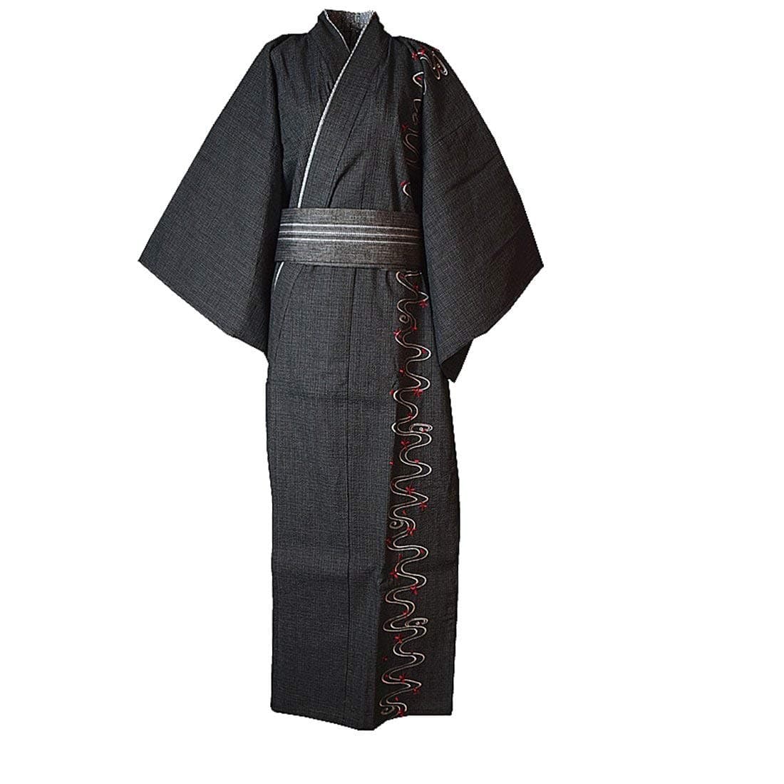 MAYSONGMen's Japanese Yukata Kimono Home Robe Pajamas Dressing Gown L Blue