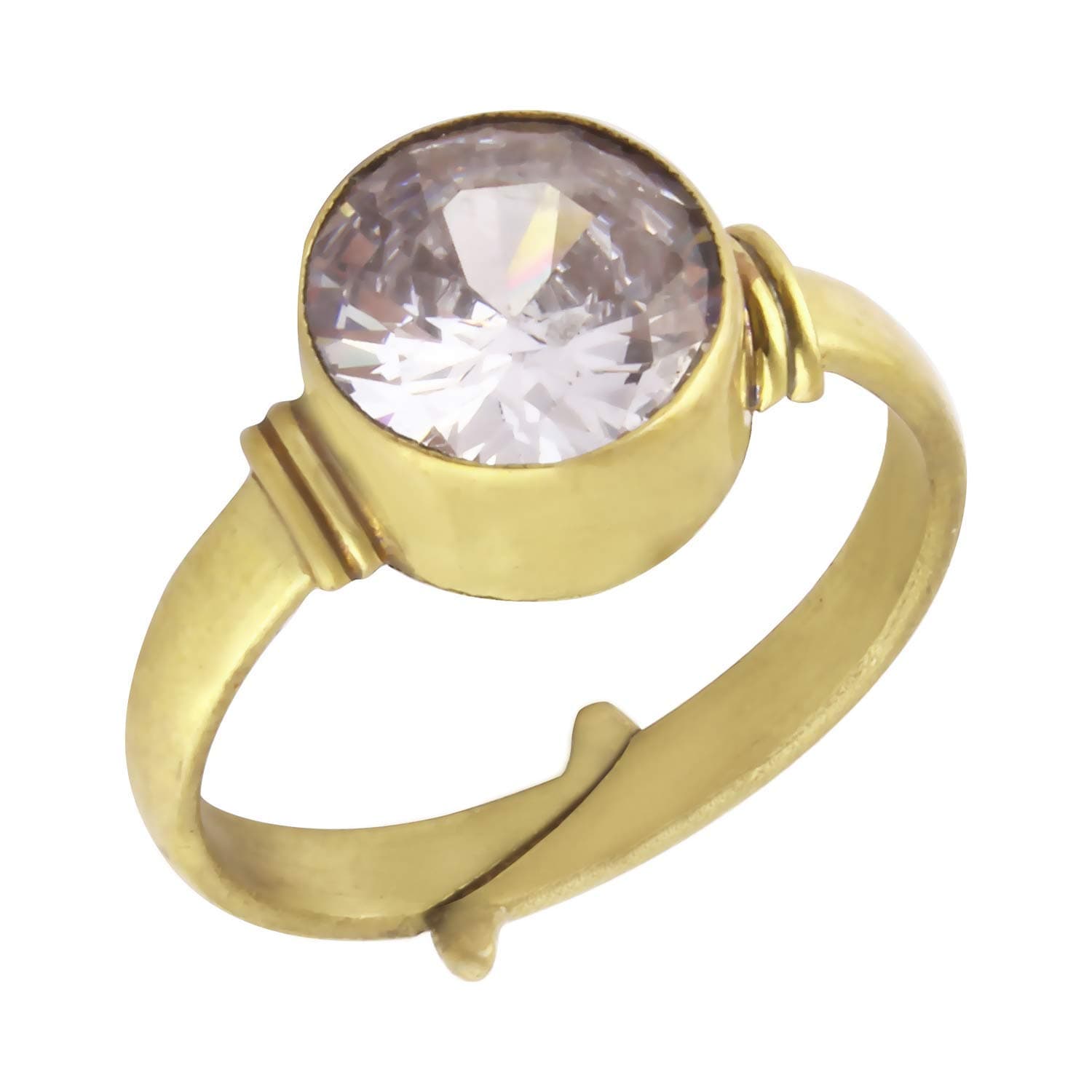 Jaipur DiamondsUnisex-adult Original and Certified by GGTL Natural Zircon Stone 5.25 Ratti Ashtadhatu Adjustable Ring (Free Size)