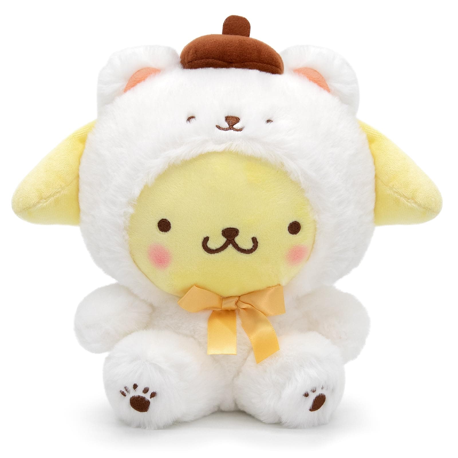 Maikerry 8" Pompompurin Plush Doll, Kawaii Anime Stuffed Toy, Soft Yellow Cartoon Plushie Gift