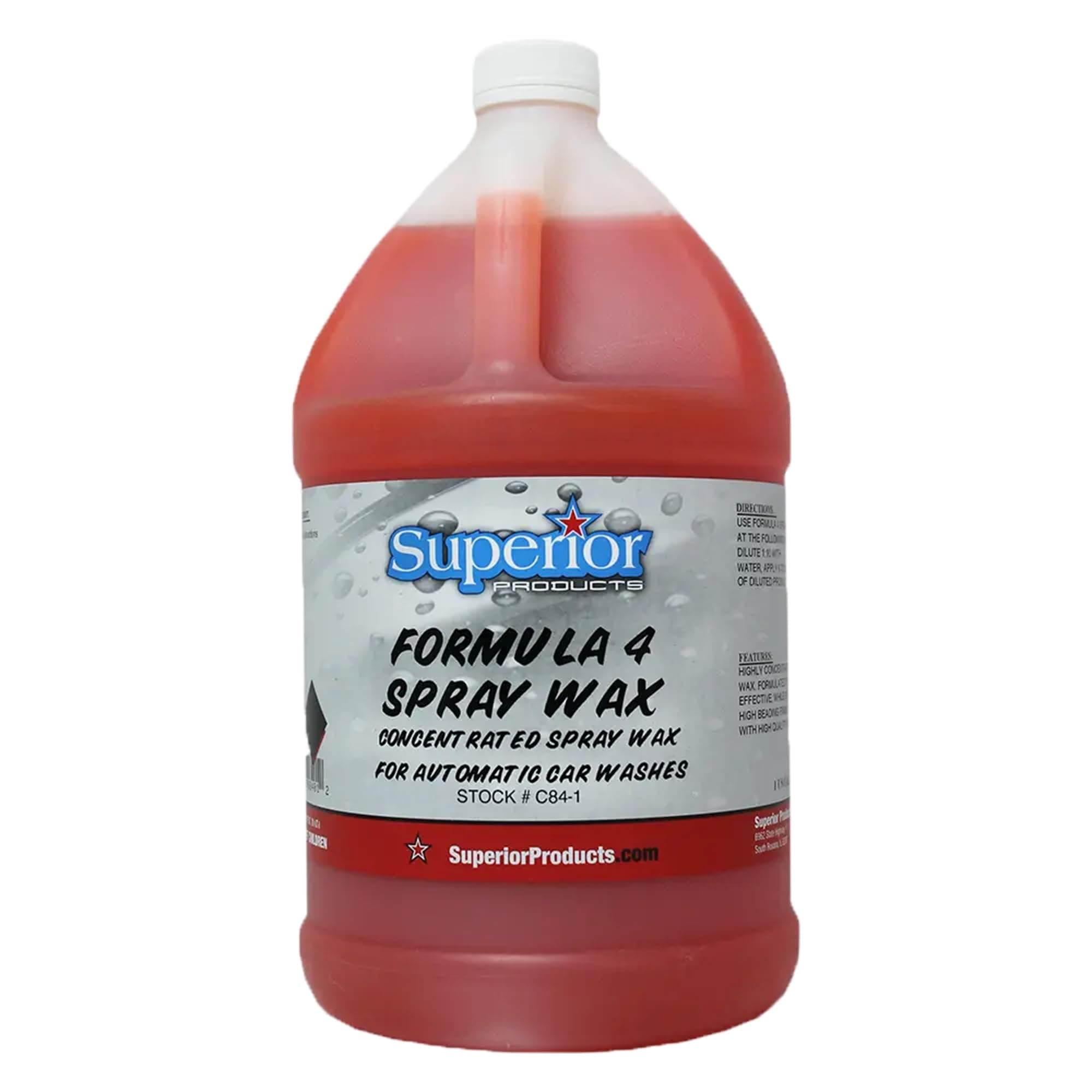 Superior Products Formula 4 Spray Wax 1 Gal Concentrate for Car Wash Water Repellence