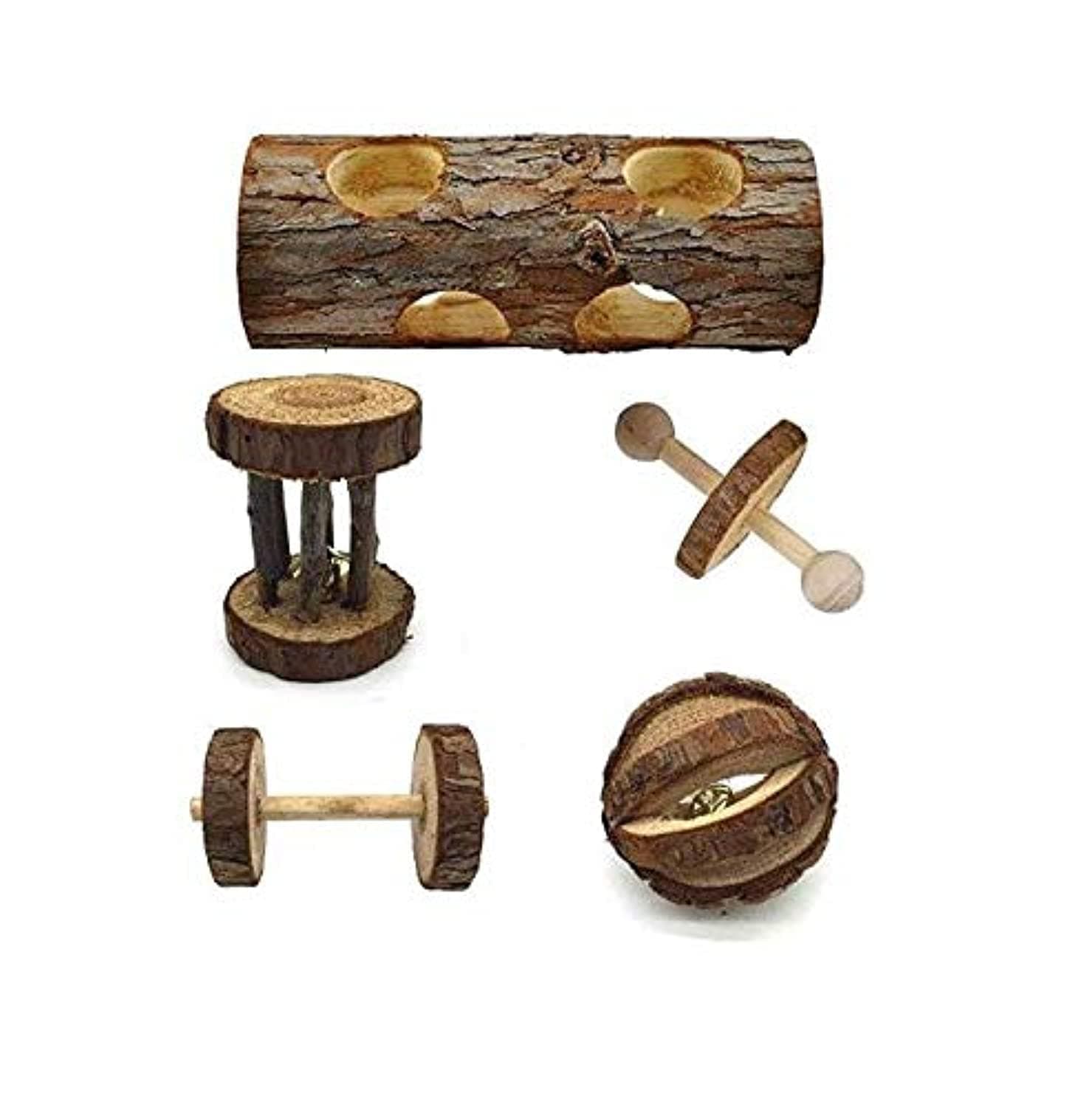 Chew Toys for Teeth, Natural Wooden Pine Ball, Cage Accessories for Hamster (Pack of 5)