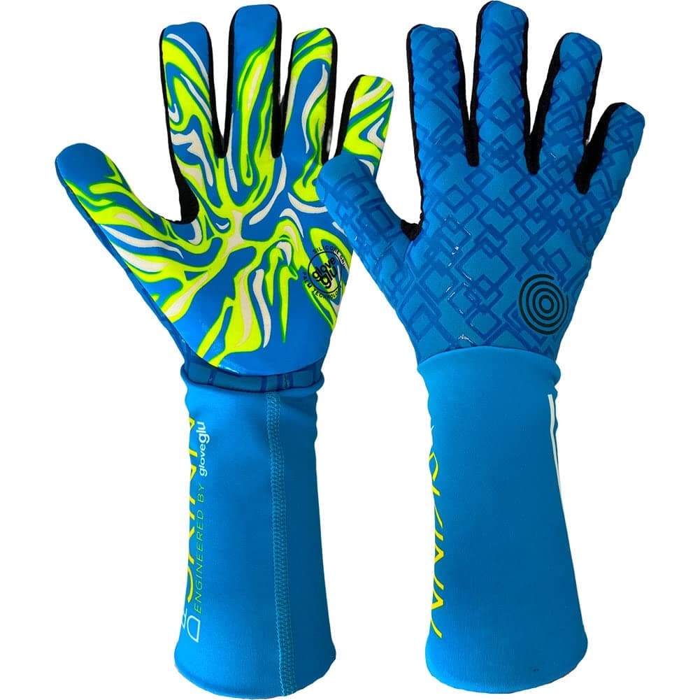 Gloveglu Dry SKINN Junior Goalkeeper Gloves Size 7 Fluo Yellow/Cyan