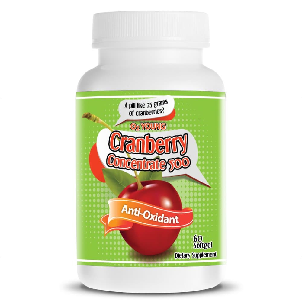 Antioxidant High Quality O2 Young Cranberry Concentrate 500 Very Concentrated - Each Capsule is As Though 25 g of Cranberries! Lead A Healthy Lifestyle- 60 Count