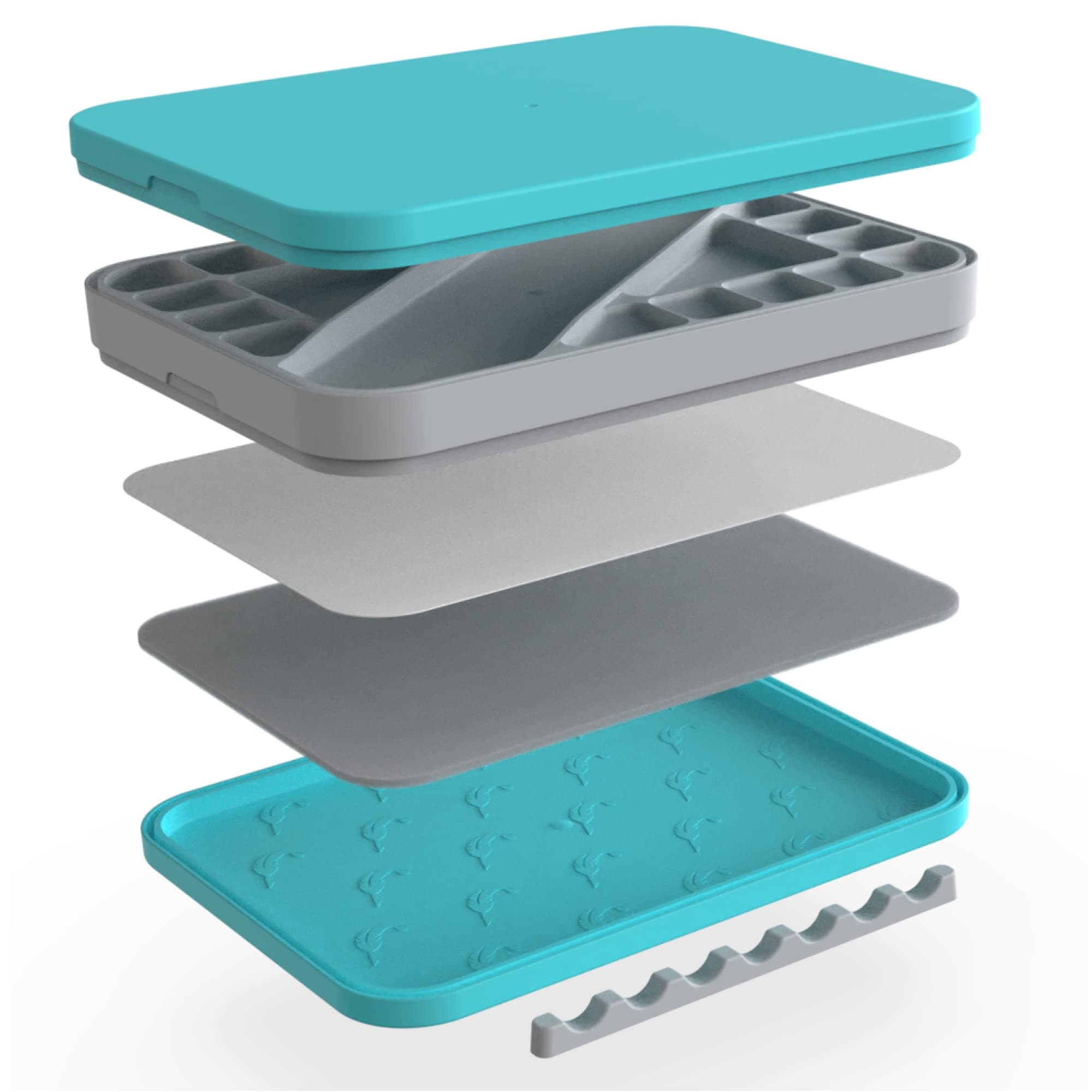 Stay Wet Palette for Miniature & Acrylic Painting | Airtight Lid, Triple Tray System | Anti-Curl Paper, Neutral Gray Sponge, 16 Mixing Wells, Brush Storage for Tabletop, Scale Models & Hobby Kits