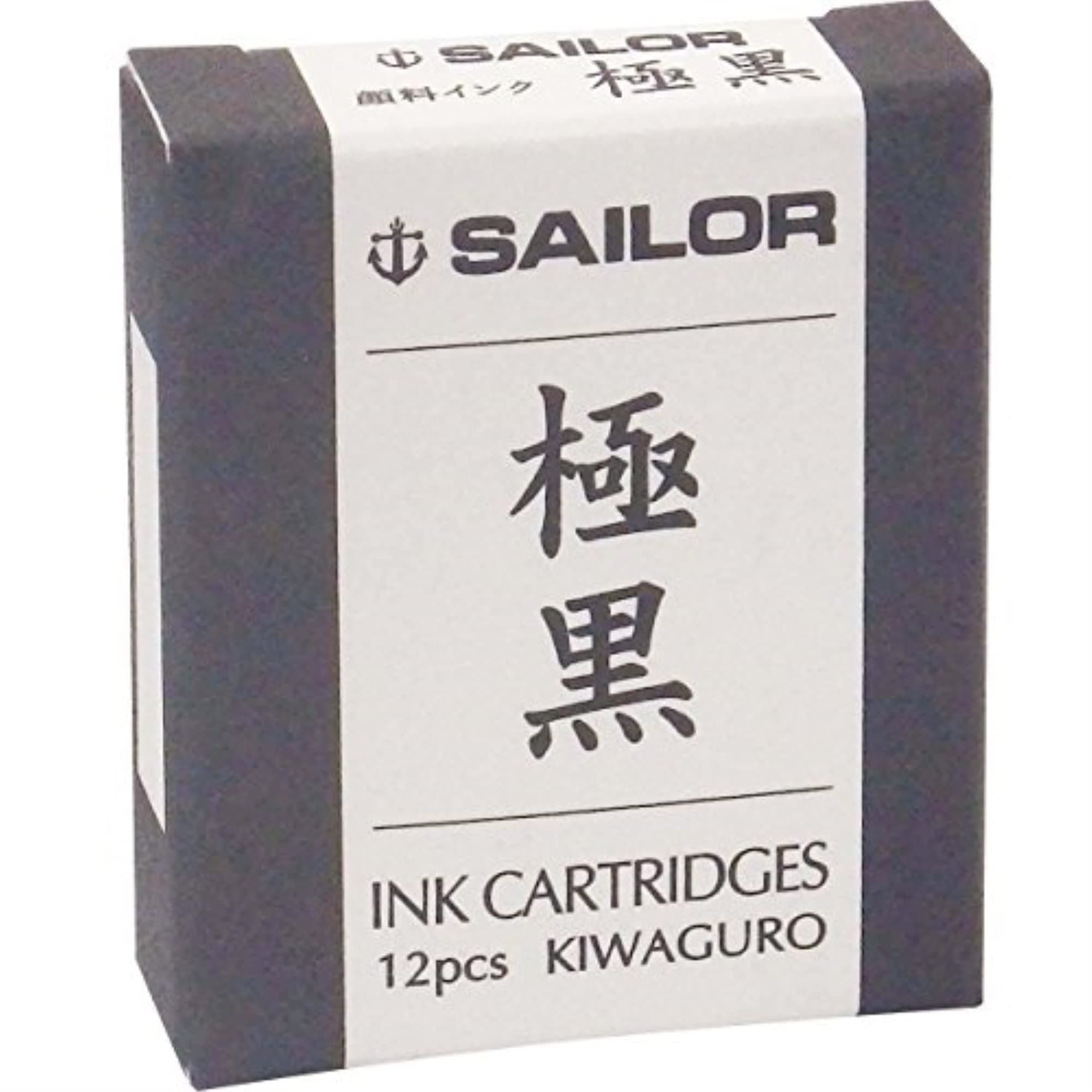Sailor Refills Kiwa-Guro Super Black 12-Pack Fountain Pen Cartridge - 13-0602-120