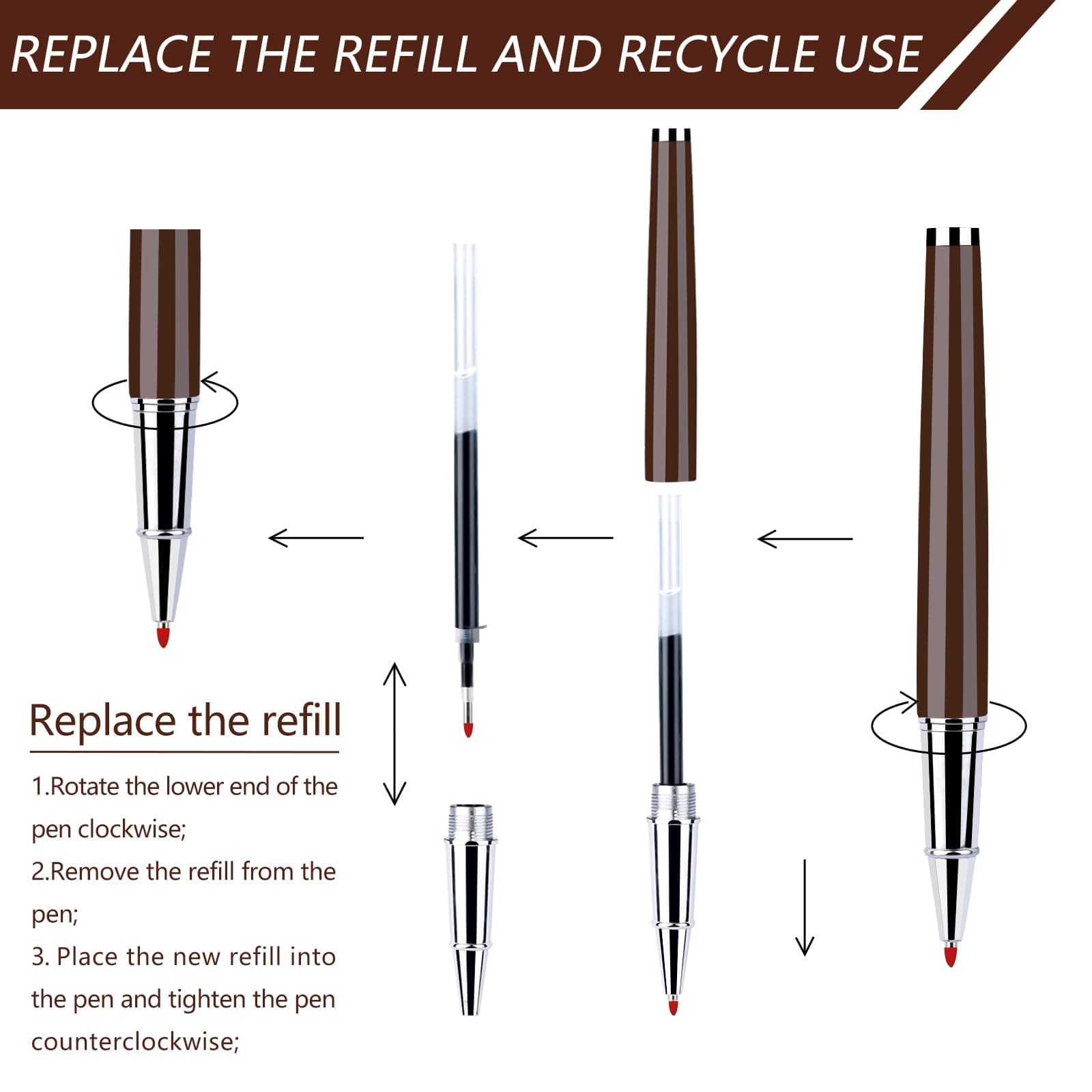 6-pcs Luxury Metal Fine Point Ballpoint Pen, Personalized Vintage Colored Pen Holders, Best Ball Pen Gift Set For Men & Women Gift Set, Office Supplies, Nice Pens (6-pcs Pens)