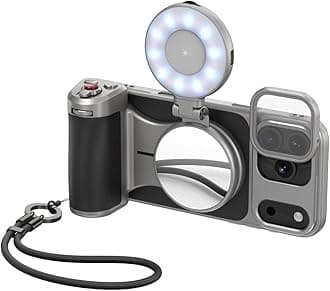 Master Grip Kit for iPhone 17 Pro Max, Magnetic Phone Camera Grip with C03 Selfie Light+ UV Filters, Creator Kit Built-in 3200mAh Battery Wireless Charging - Cooling Graphene Case, Handle Grip