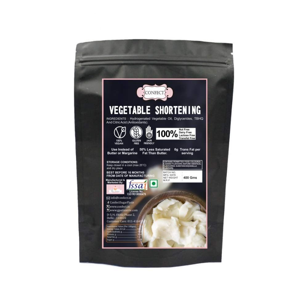 Vegetable Shortening | Odourless & Flavourless Fat for Baking, Frosting, Fondant & Cooking | Ideal for Vegan Recipes | Non-Dairy, 100% Vegetarian- 300 Gms