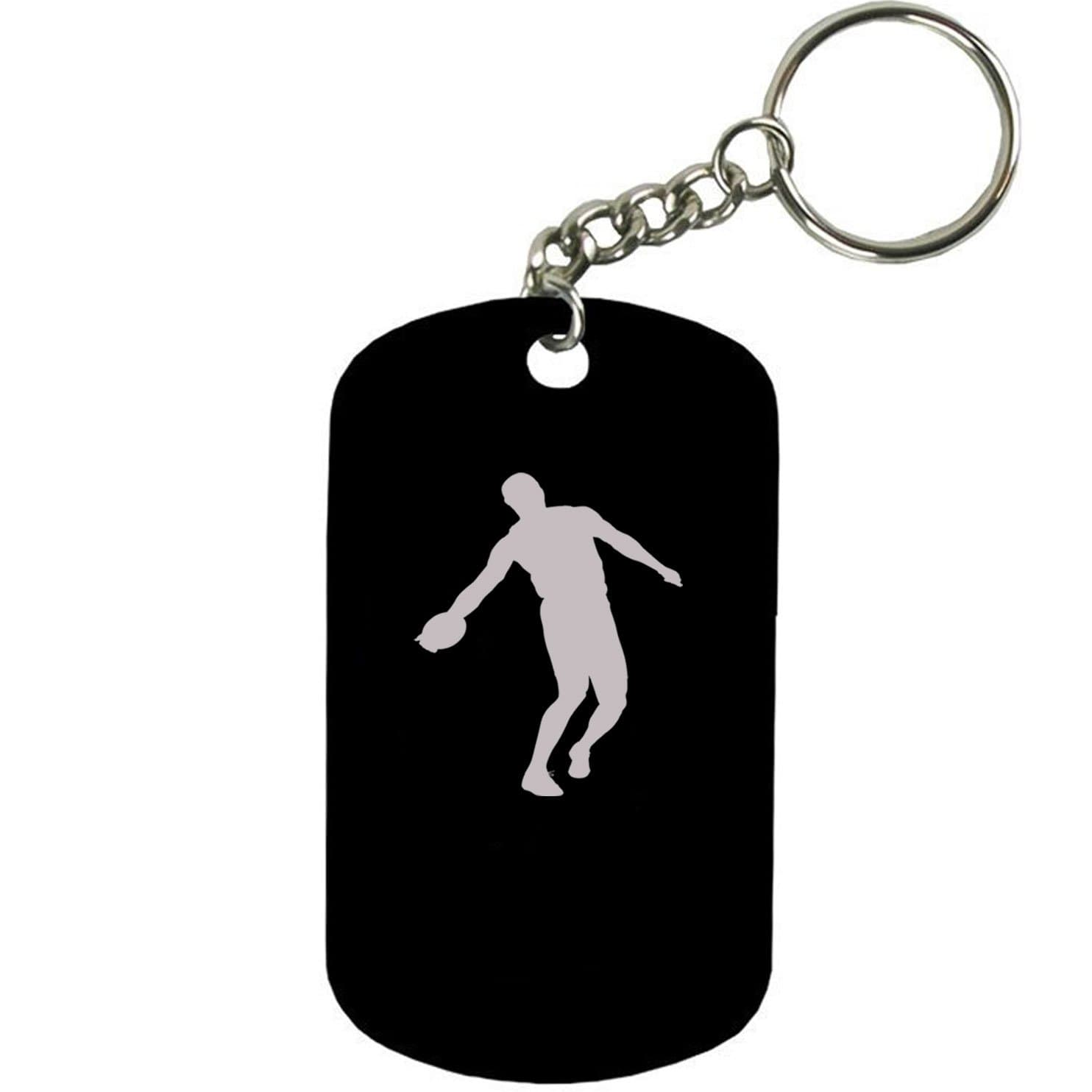 Personalized Engraved Custom Discus, Track 2-inch Colored Anodized Aluminum Customizable Keychain Dog Tag, Black