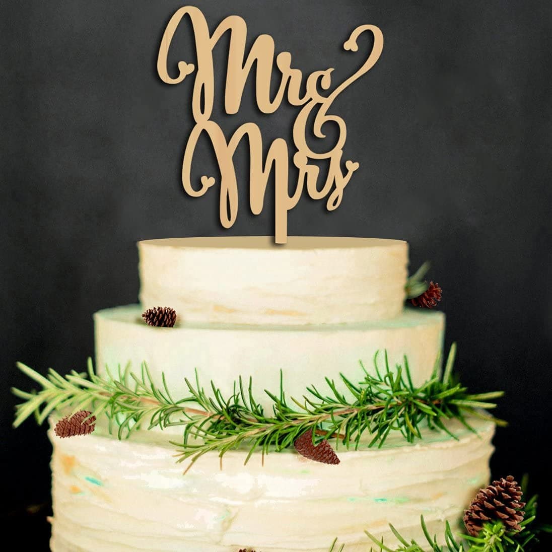 YAMI COCU Mr and Mrs Cake Toppers Rustic Wood Wedding Aniversary Party Engagement Decoration