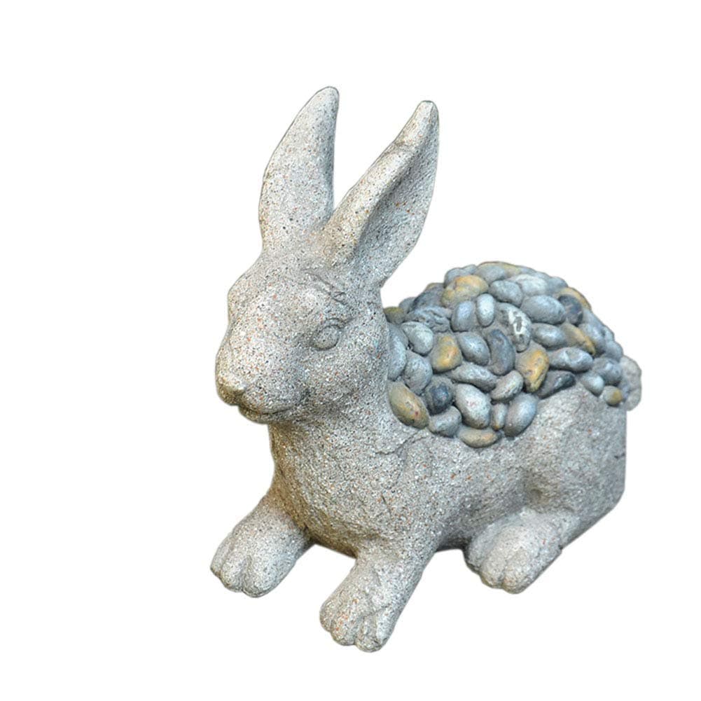 Garden Statue, Hare Sculpture Outdoor Lawn Imitation Stone Resin Retro Animal Decoration