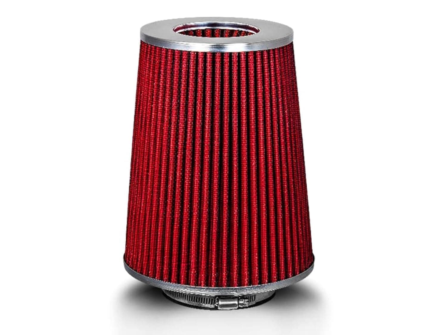 RED 4 inch 102 mm Inlet Truck Air Cone Replacement Performance Washable Clamp-On Dry Air Filter (8" Tall)