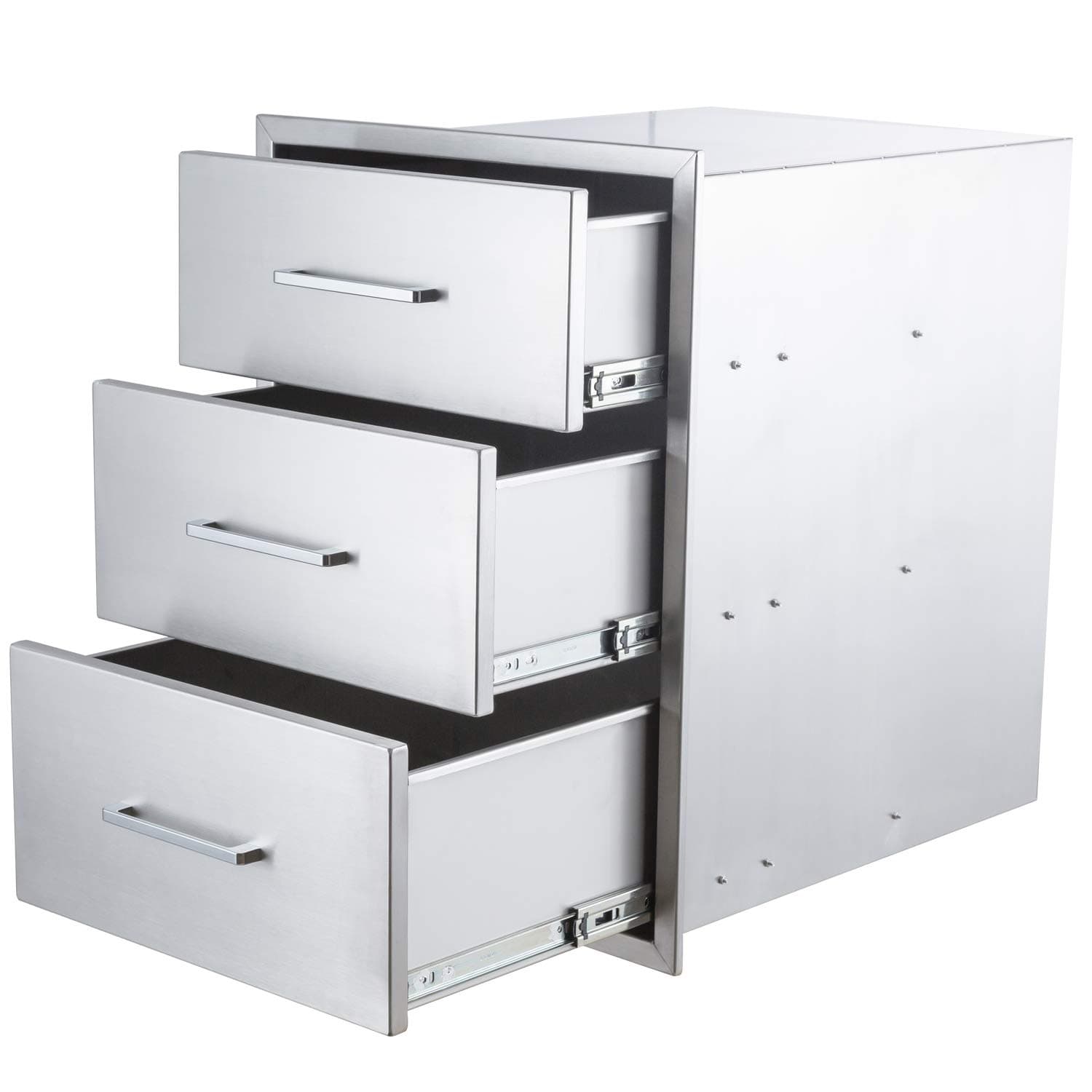 - yuxiangBBQ Outdoor Kitchen Drawers Stainless Steel 3-Drawer BBQ Drawer 14" W x 20.5" H x 23" D Enclosed Built-in Drawer Flush Mount for Outdoor Kitchens & BBQ Islands