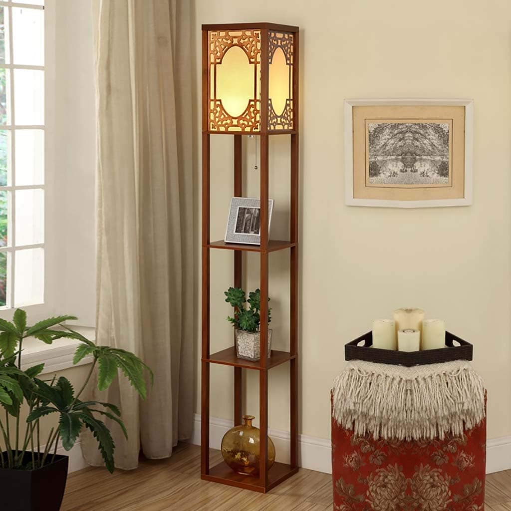 Eeayyygch Floor lamp bedroom Floor lamp shelf bedside lamp bedroom lamp living room book light bookshelf floor standing lamps (Color : B) (Color : A, Size : -)