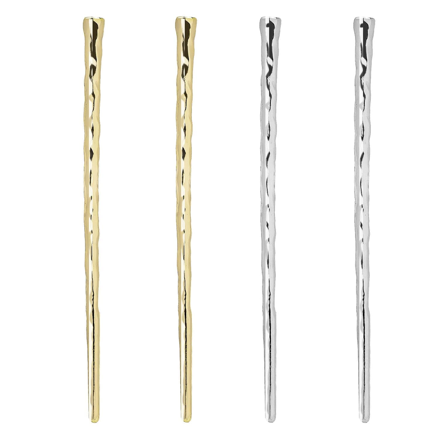 RAYNAG 4-Piece Bun Hair Sticks Metal Hair Chopsticks Charms Girl Women Hair Pin, Alloy Hair Pick, Gold and Silver