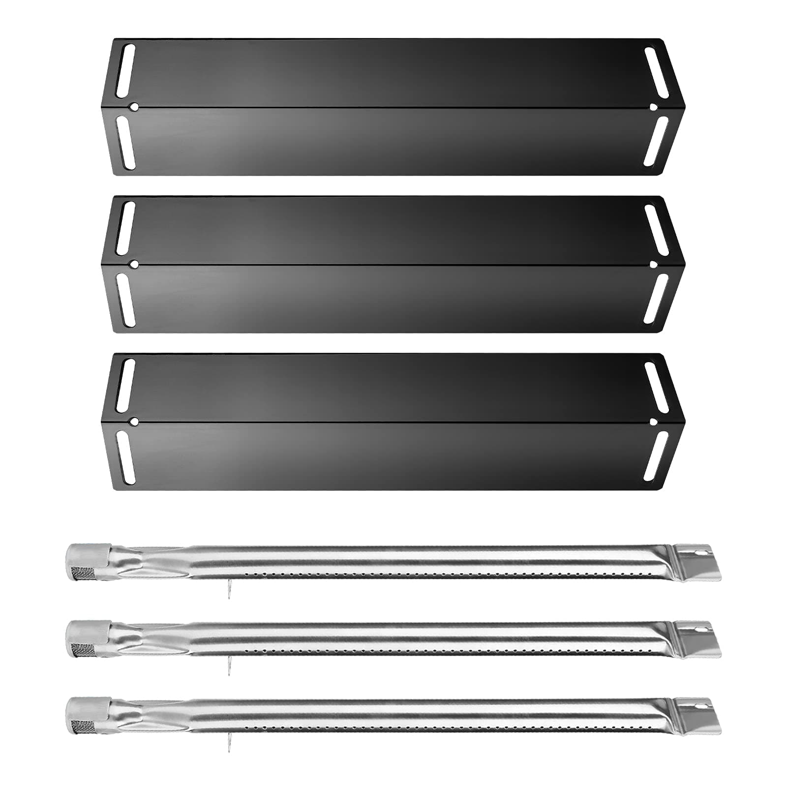 Hisencn Grill Replacement Parts for Smoke Hollow PS9900 PS9500 6500 6800 SH5000 SH9916 Grill, 16 1/2 Inch Porcelain Steel Heat Plate Shield, Stainless Steel Burner Pipe Grill Parts Repair Kit, 3 Pack