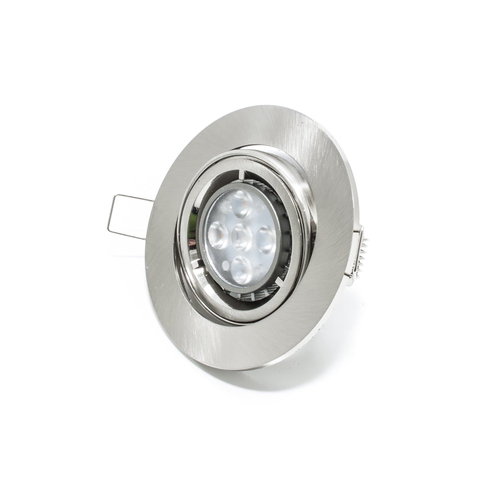 Swivel LED Spotlight 5 W GU10 Round Lampad Built-in Silver 120 Degrees Hole 8 cm R Light – Cool White