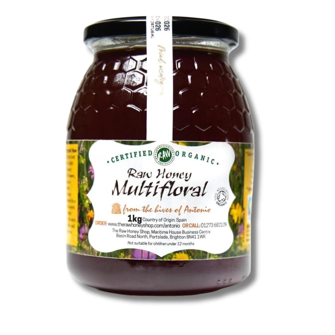 Antonio’s Raw Certified Organic Multifloral Honey 1kg/ Premium Range - Pure, Antibacterial, Cold Pressed & Unpasteurised, Natural Honey, Certified Organic/The Raw Honey Shop