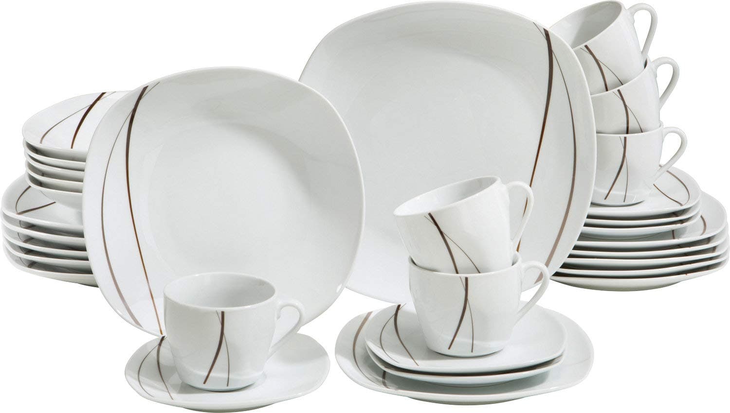 Gepolana 30-pc Tableware Set Porcelain Chestnut