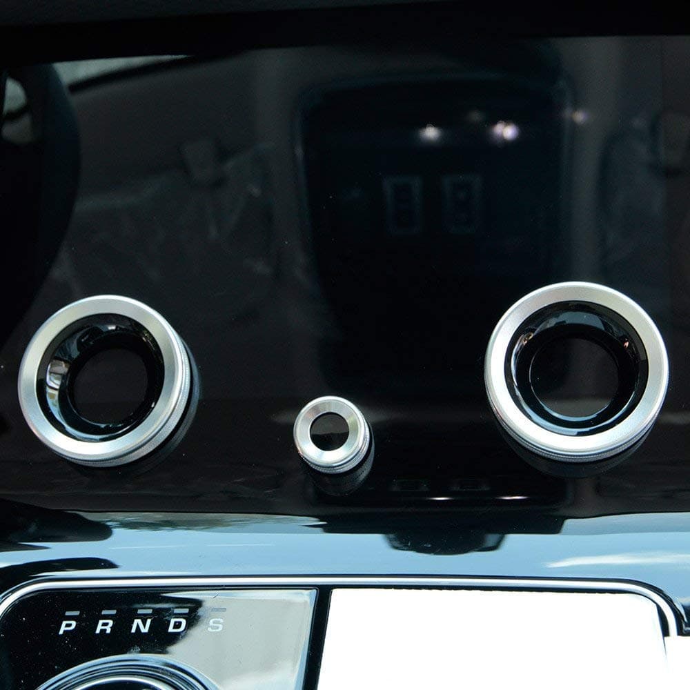 Aluminum Alloy Central Air Conditioning Volume Knobs Ring Trim Cover Car Accessories for Landrover Range Rover Velar 2017 2018 Silver