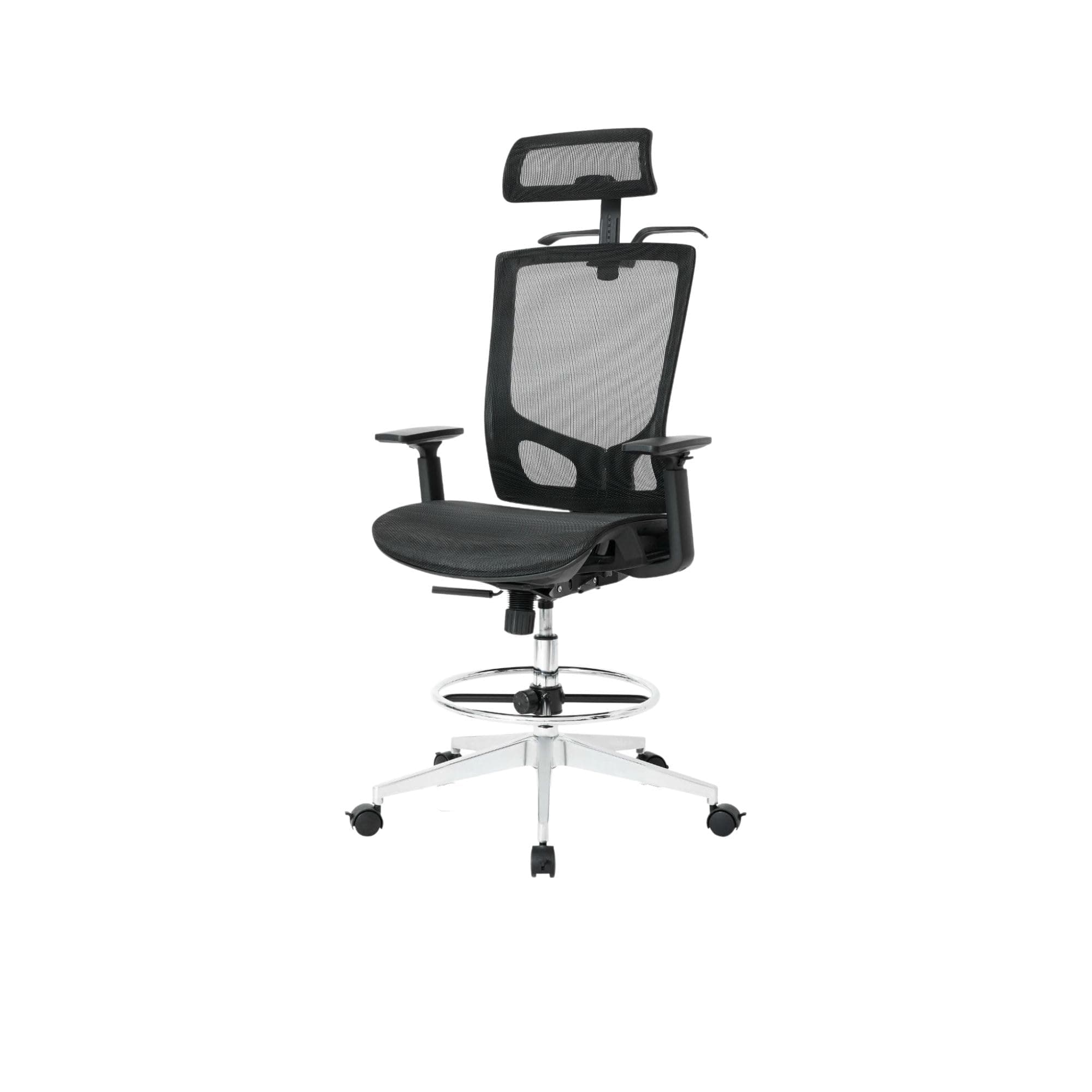 Nouhaus ErgoTASK Ergonomic Task Chair, Mesh Home Office Chair Computer Chair with Adjustable 2D Headrest and Back Hook, Comfy Rolling Swivel Chair with Rollerblade Wheels (Black)