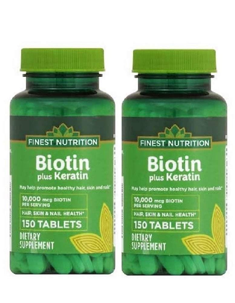 Finest Nutrition Biotin Plus Keratin - 10,000 mcg - 300 Count - 2 Pack