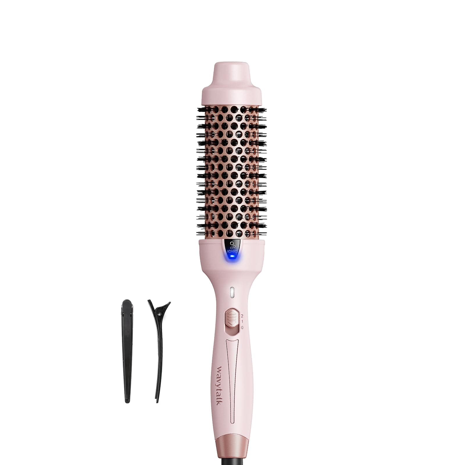 Wavytalk Thermal Brush, Blowout Express 1.5 Inch Negative Ion Thermal Round Brush Creates Blowout Look Makes Hair Shinier & Smoother, Dual Voltage, Easy to Use (Pink)