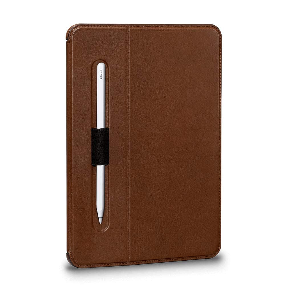 Sena Future Folio Genuine Leather Case for 11-Inch iPad Pro (2018) - Hands-free Viewing with Apple Pencil and Pencil Holder, Tan