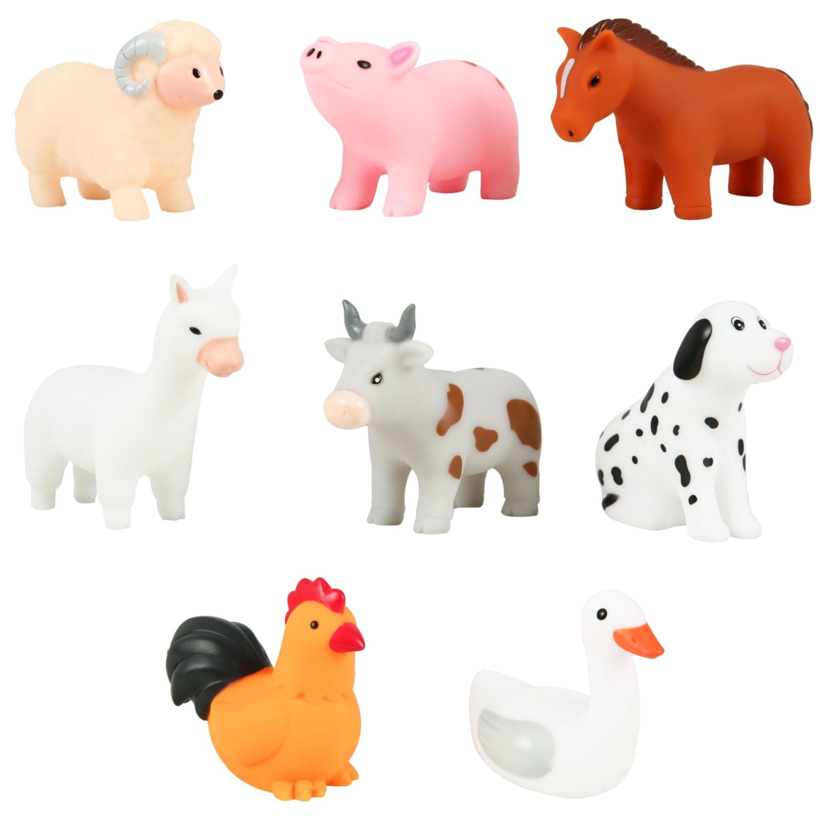 Baby Bath Toys, for Infants 6-12& Toddlers 1-3, No Hole Bathtub Toys (Farm Animals, 8 Pcs with Mesh Bag)
