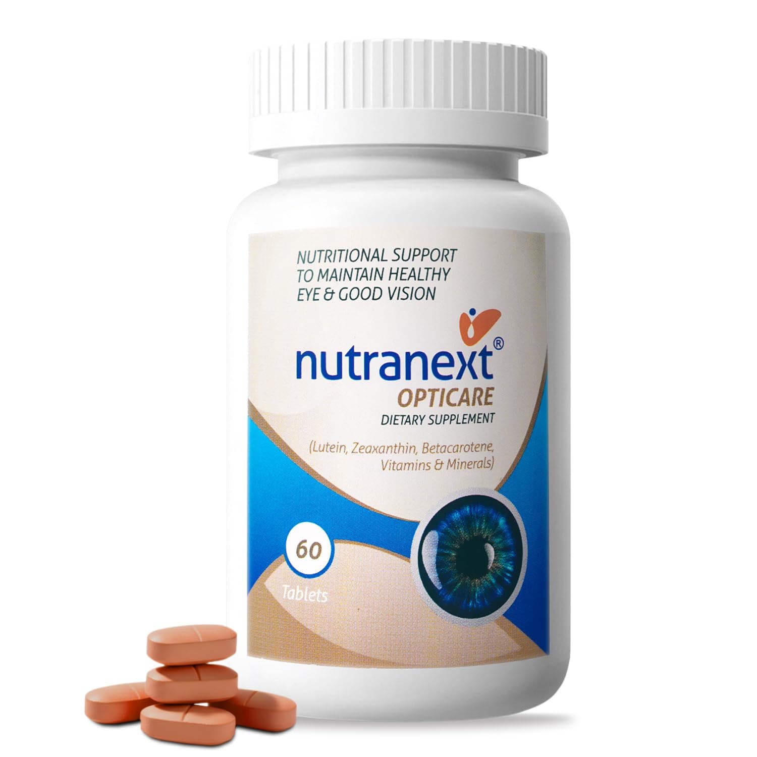 Nutranext Opticare Eye Health Supplement with Lutein, Zeaxanthin & Bilberry Extract | 20+ Nutrients | Supports Healthy Vision & Macular Health | Helps Reduce Digital Eye Strain & Fatigue from High Screen Time | For Men, Women & Students | GMO Free | 60 Veg Tablets