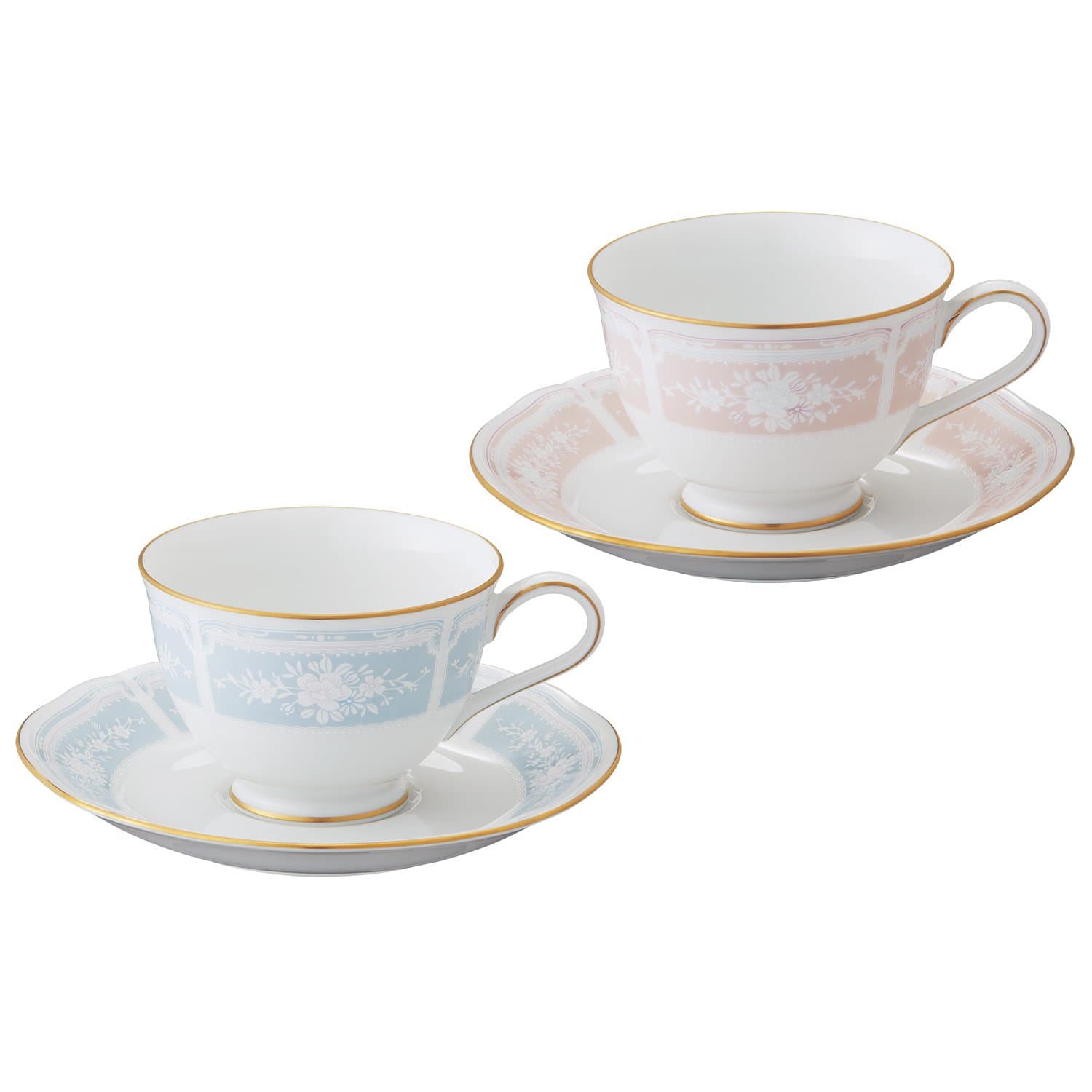 Y6578A/1507-14 Cup & Saucer (Color Changing Pair Set) (Coffee Tea Double), 7.8 fl oz (220 cc), Racewood Gold, 2 Pieces, Blue/Pink, Fine Porcelain