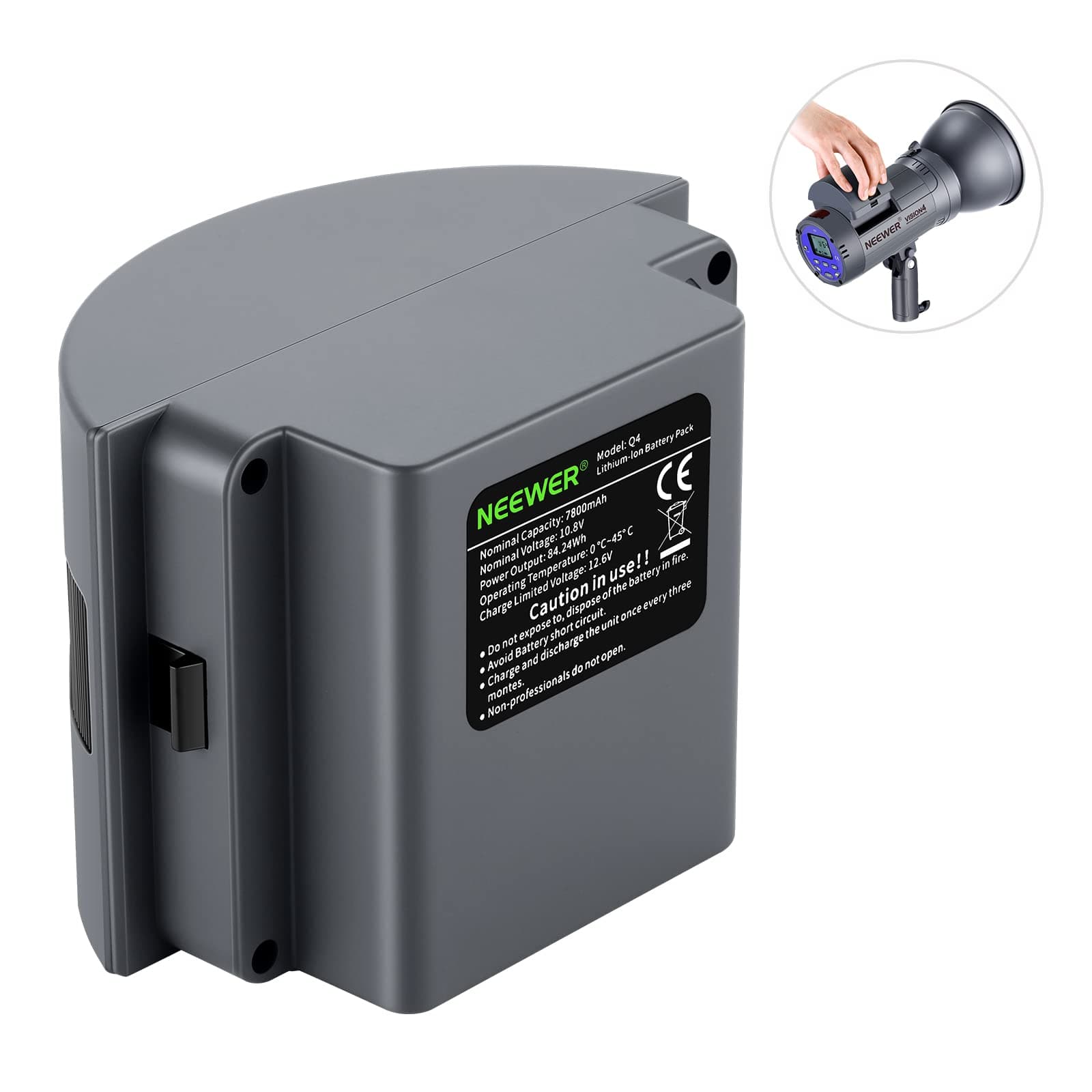 Neewer Li-ion Battery High Capacity Rechargeable Flash Spare Battery for Q300, Vision 4, ML300 Outdoor Studio Flash Strobe