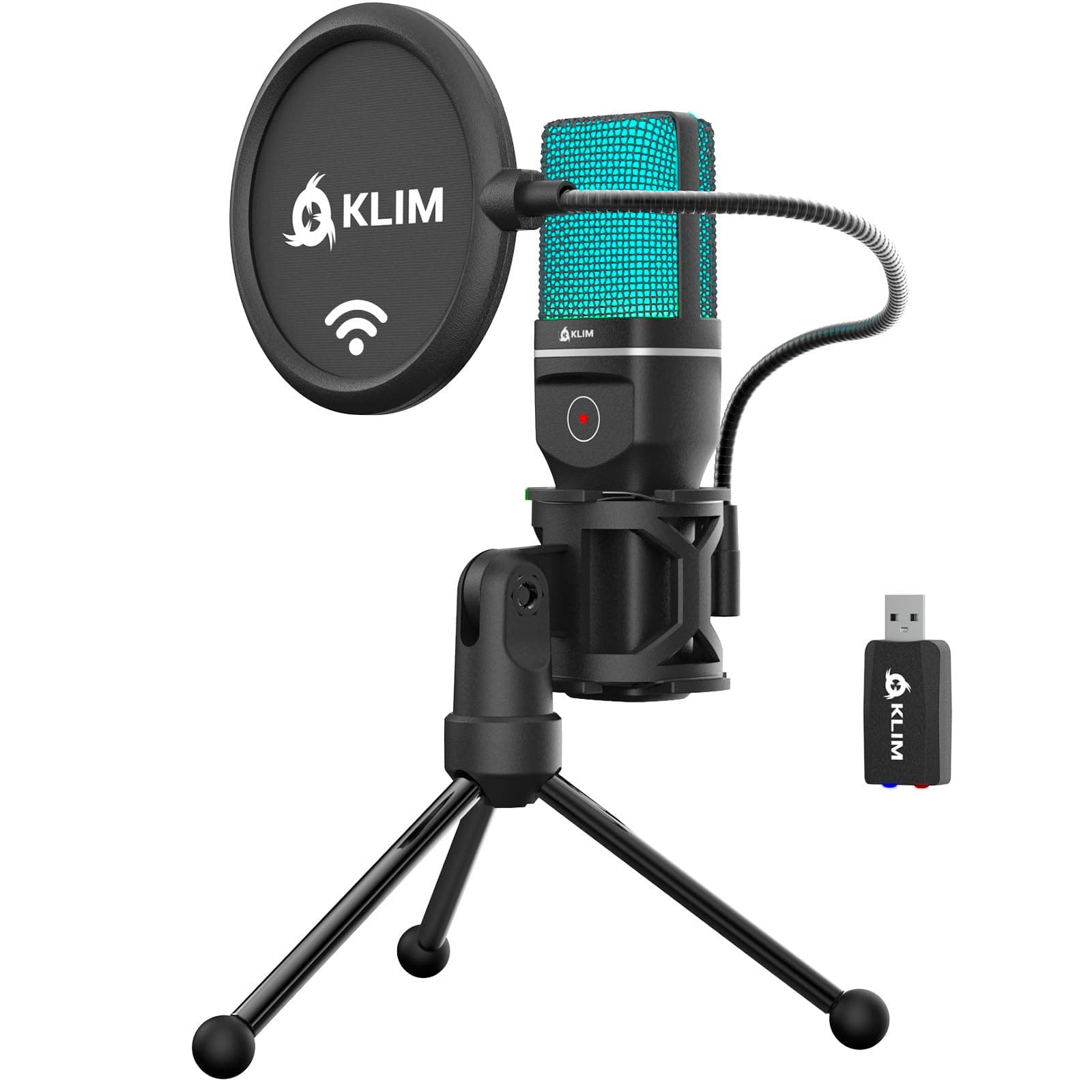KLIM Muse Wireless Microphone for PC - New 2024 + Compatible PC Mac PS4 PS5 Switch + Professional Mic with Pop Filter + Recording Gaming Streaming YouTube Podcast ASMR + Microfono Inalambrico