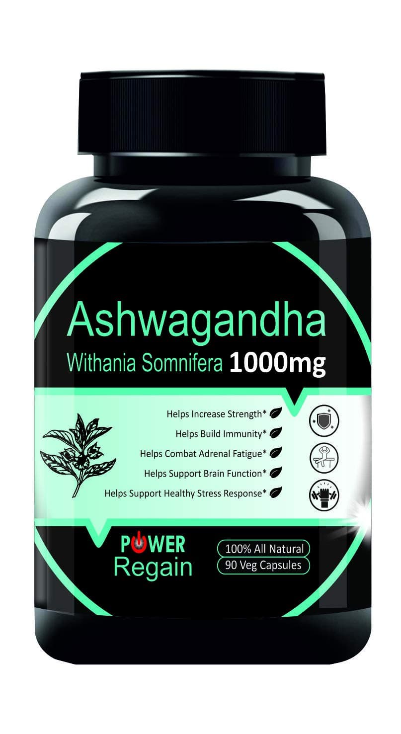Power Regain- 100% Natural Ashwagandha Root Extract 1000 mg - 90 veg Capsules