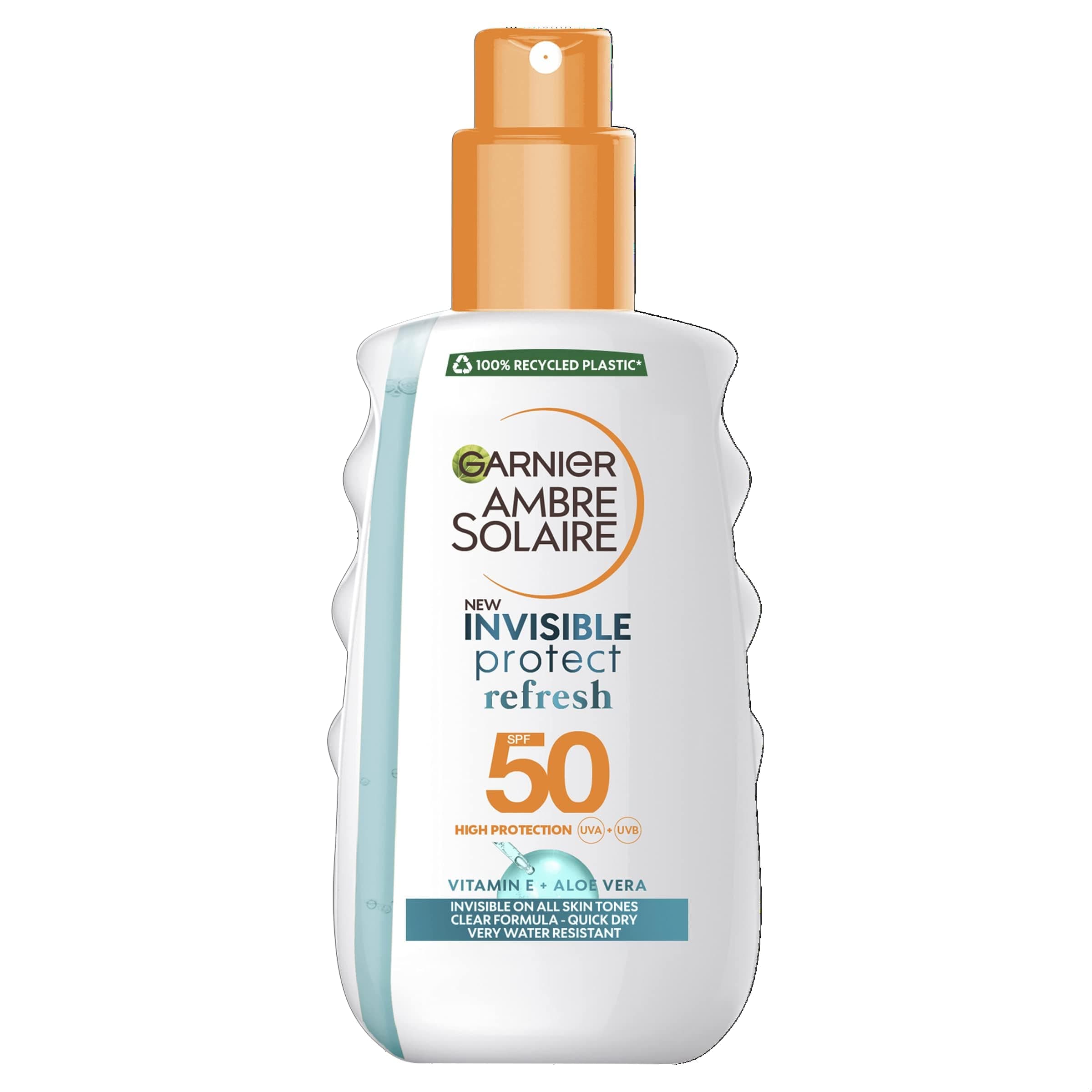 GarnierAmbre Solaire Invisible Protect Refresh Spray SPF50, Invisible Finish Transparent Sun Cream Spray, High Sun Protection Factor 50 SPF, 200ml (Packaging may vary)