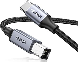 UGREEN Printer Cable USB C to B 2.0 Scanner Cord Nylon Braided Wire Compatible with Epson HP Brother Lexmark Printers Yamaha Digital Piano Midi Keyboard DAC iPhone 17 2M (Grey)