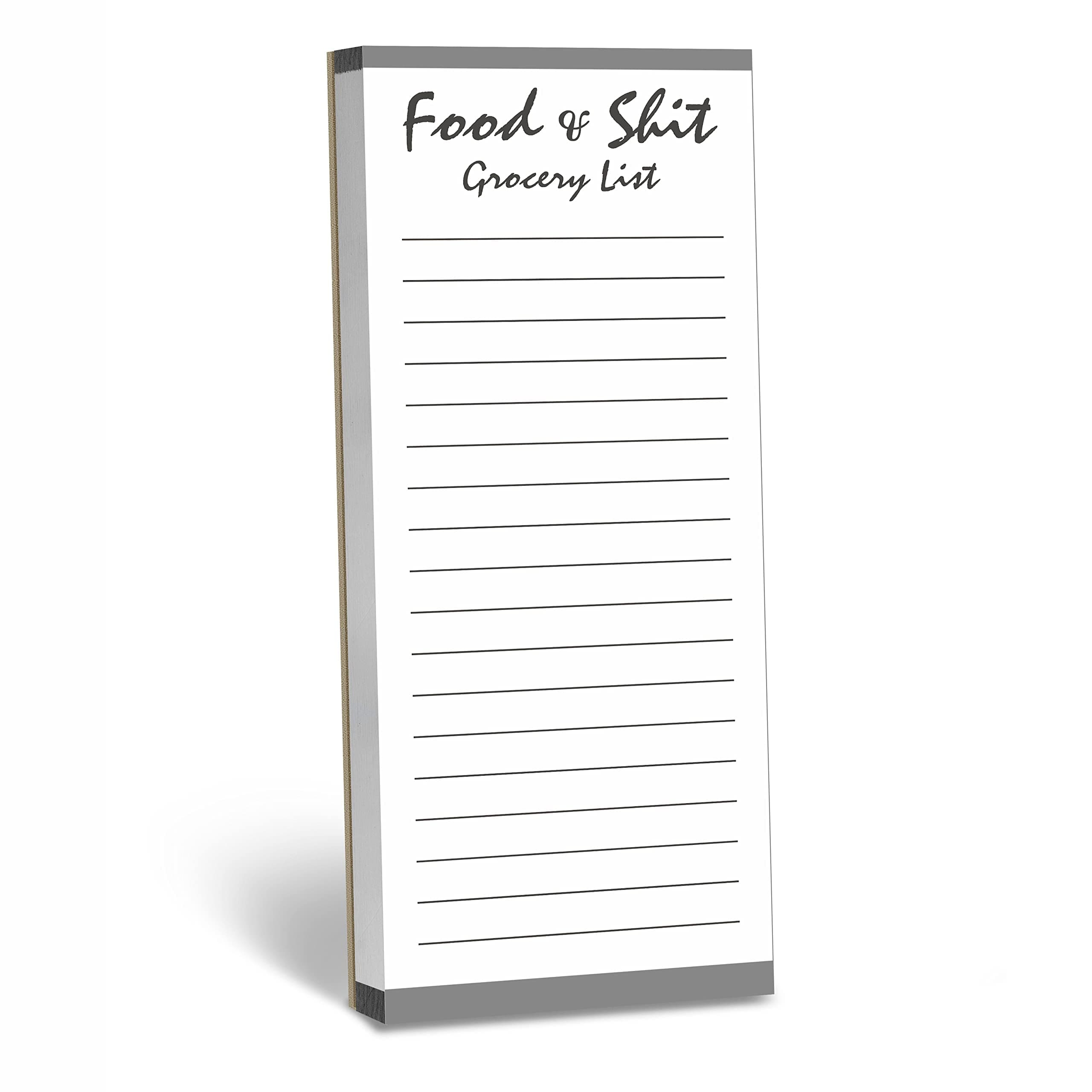 Hebayy 100 Pages Food&Shit Magnetic Back Funny Grocery List Planner Note Pad To Do List for Fridge Locker (3" x 8")