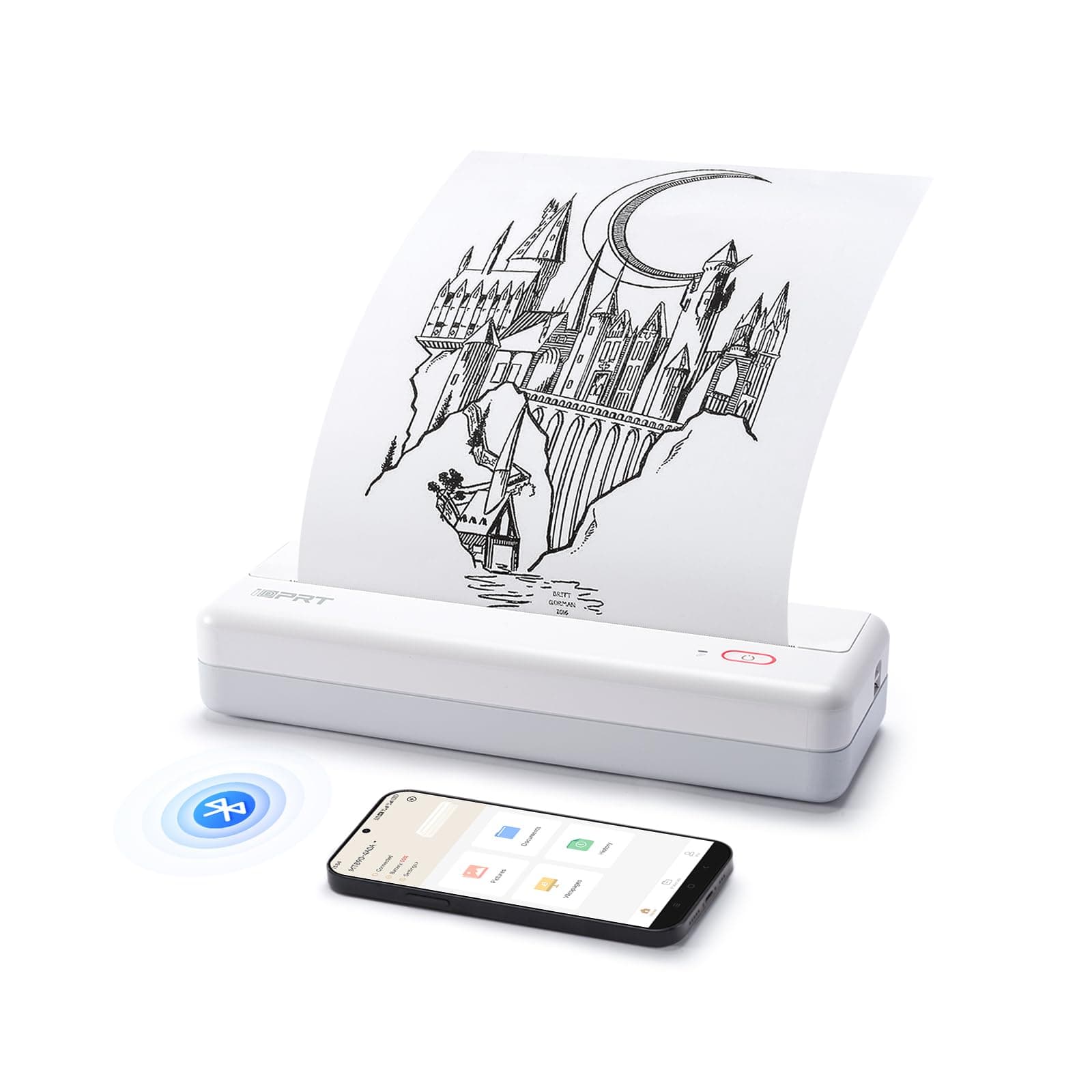 iDPRT MT890 Portable Wireless Printer - with Thermal A4 Paper, Bluetooth Inkless Printer for Travel/Home, Support US Letter&A4&A5 Size, Mobile Printers Compatible with iOS, Android & Laptop - White