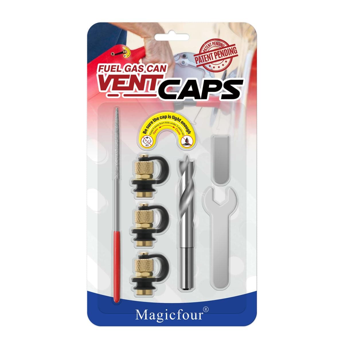 Magicfour Gas Can Vent Cap, 3 Pack Fuel Gas Vent Kit Replacement Vent Plug for Gas Fuel Water Can Jug to Allow Faster Flowing, No Wire Pull Needed