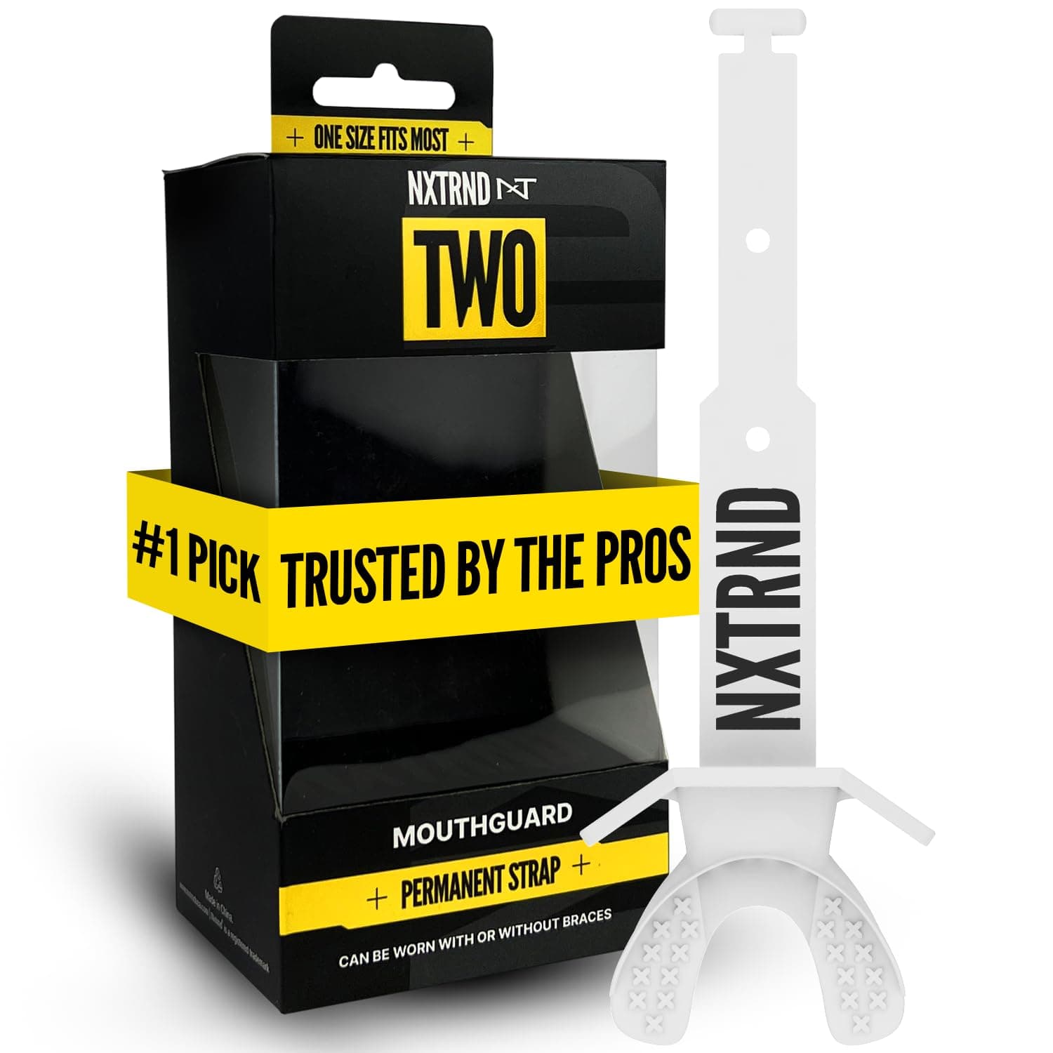 Nxtrnd Two Football Mouth Guard, Football Mouthpiece with Strap, Fits Adult & Youth (White)